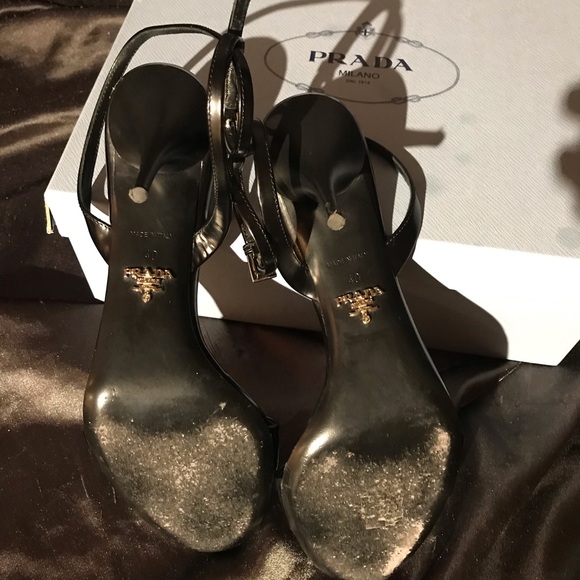 Prada Spazzolato Metal Triangle Logo Ankle Strap - Picture 4 of 6